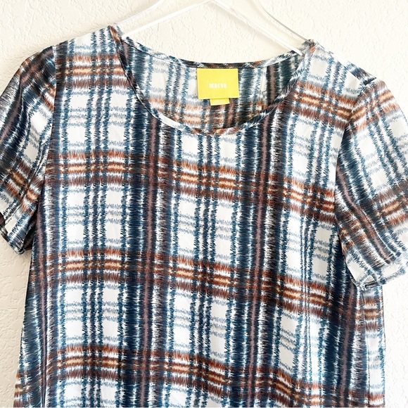 ANTHROPOLOGIE Maeve Plaid Short Sleeve Blouse Size XS - Picture 2 of 11